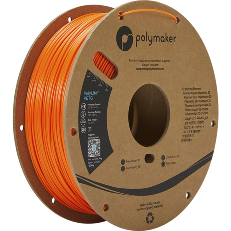 Polymaker Polymaker Polymaker Polylite PETG 1,75 mm - 1kg Oransje