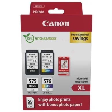 Canon Multipack PG-575XL + CL-576XL + 50 ark fotopapir 5437C006 Modsvarer: N/A billede