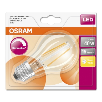 OSRAM alt LED pære E27 dæmpbar 5W 2700K 470 lumen