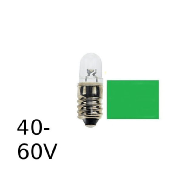 Grön LED signallampa T9x26 10lm E10 0,4W 40-60V