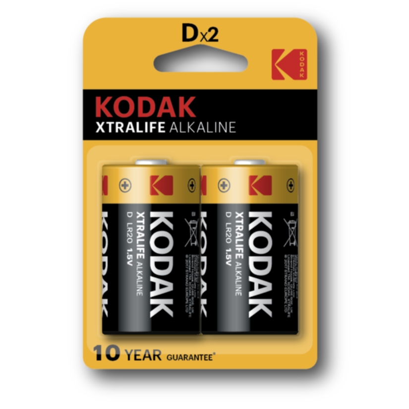 Kodak Kodak Xtralife D, LR20 (2-pakk) Batterier og ladere,Kodak-batterier til kanonpris! Inky,Alkaliske