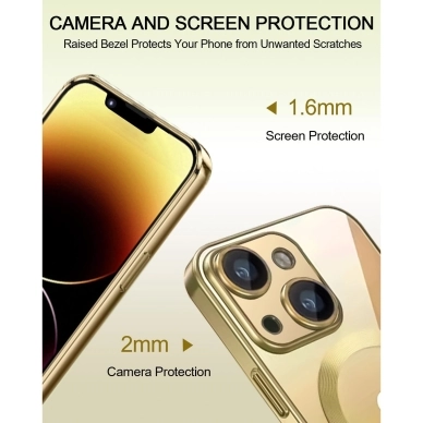 Turtos alt Mobilcover MagSafe Transparent iPhone 15 Plus, Gold