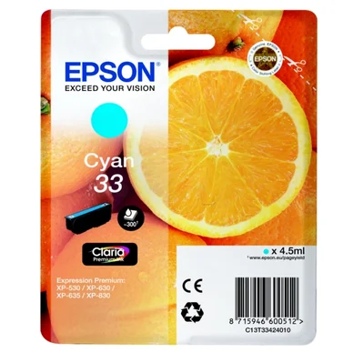Epson Epson 33 Blækpatron Cyan T3342 Modsvarer: N/A billede