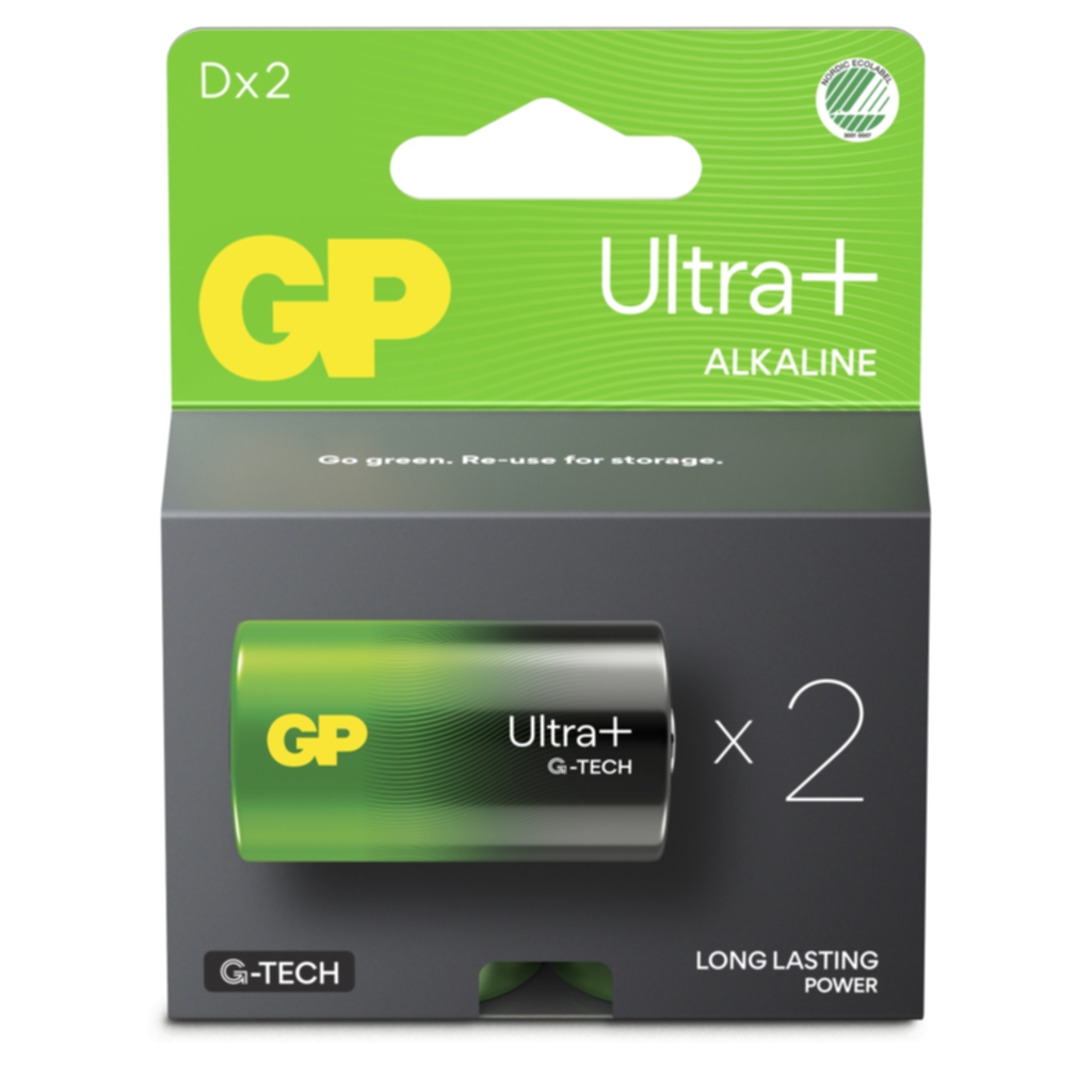 GP Ultra Plus Alkaline D-batteri 13AUP/LR20 2-pack