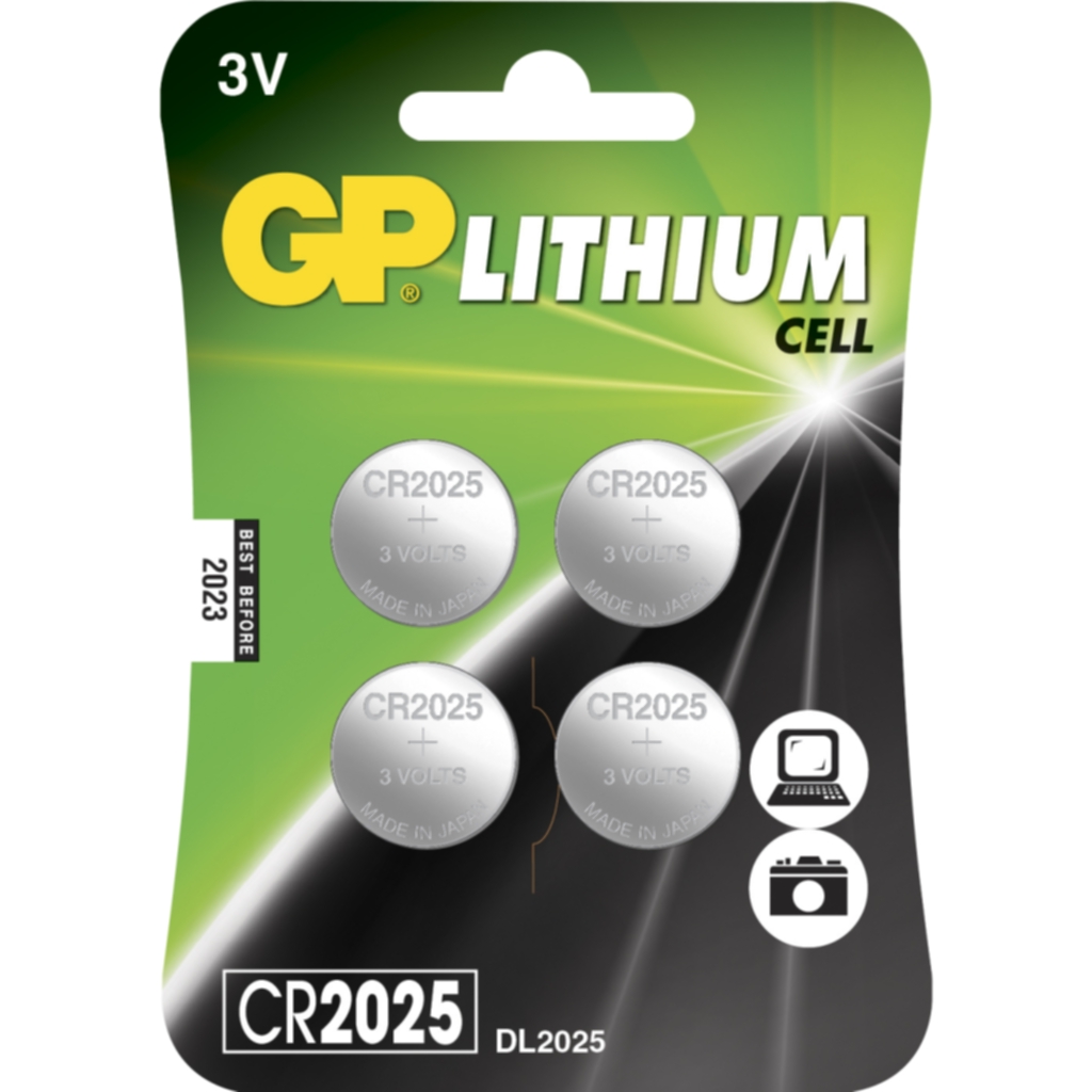 GP BATTERIES GP CR2025, 4-pak Batterier og ladere,Litiumbatterier,Knappeceller