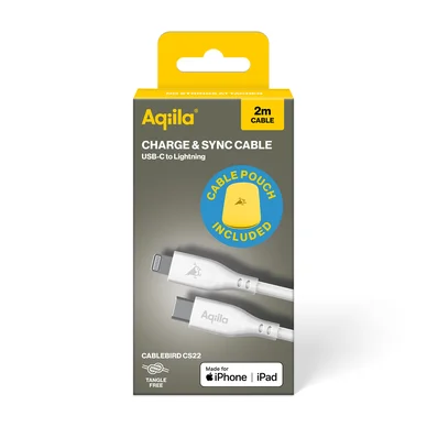 Aqiila Cablebird CS22 USB-C - Lightning 30W silikon 2m vit