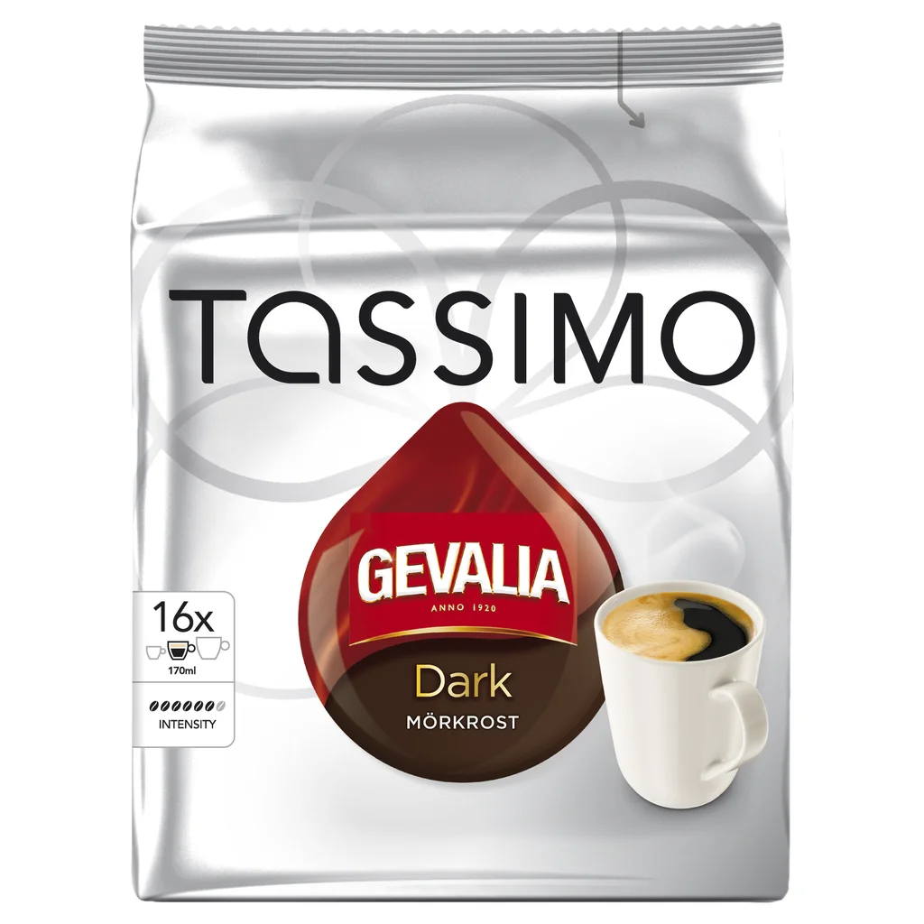 Gevalia Tassimo m&ouml;rkrost kaffekapslar, 16 port