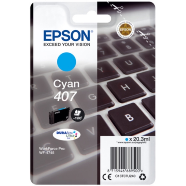 Epson 407 Bläckpatron Cyan
