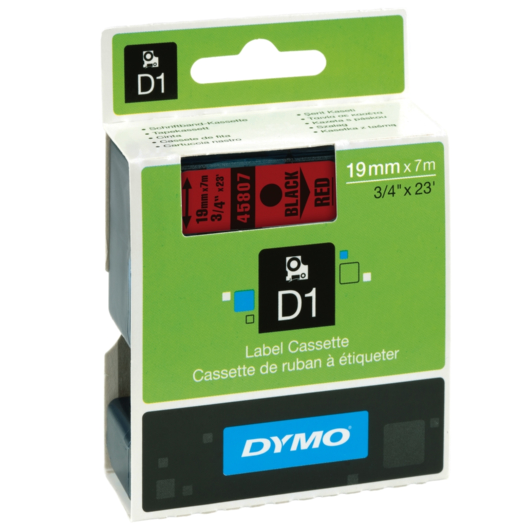 Dymo Tape D1 19mm Svart/rød
