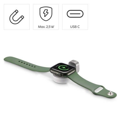 Hama Trådlös laddare för Apple Watch USB-C, Vit