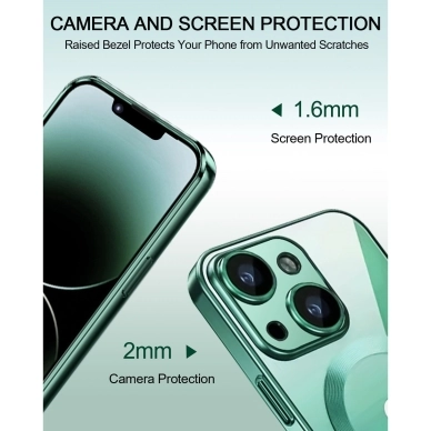 Turtos alt Mobilskal MagSafe Transparent iPhone 15, Green