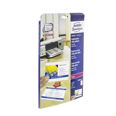 Visitkort vita, 25 ark, 10 visitkort/ark, 85x54mm, 220g