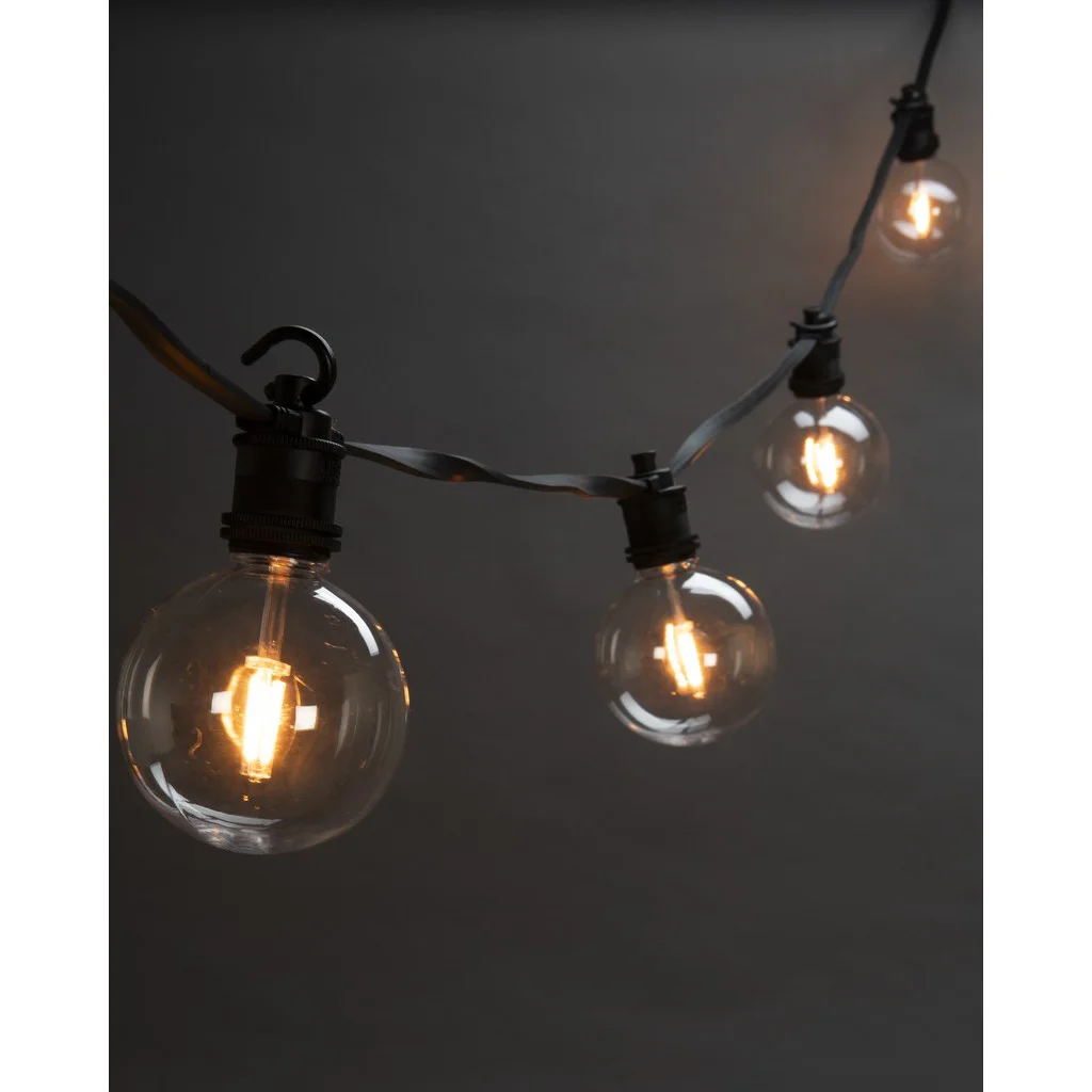 Ljusslinga E27 med 10 klara LED-lampor, dimmer 24V/IP44