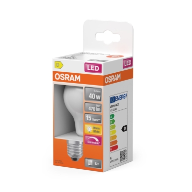 OSRAM LED Normaali 40 Himmennettävä Matta 3,4W 827 E27 4099854464973 Vastaa: N/A