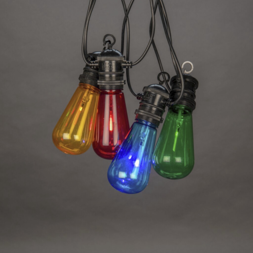Konstsmide Lysslynge E27 med 10 fargede LEDpærer 5V/IP44 Lysløkker,Dekorasjonsbelysning,Belysning,Hagebelysning