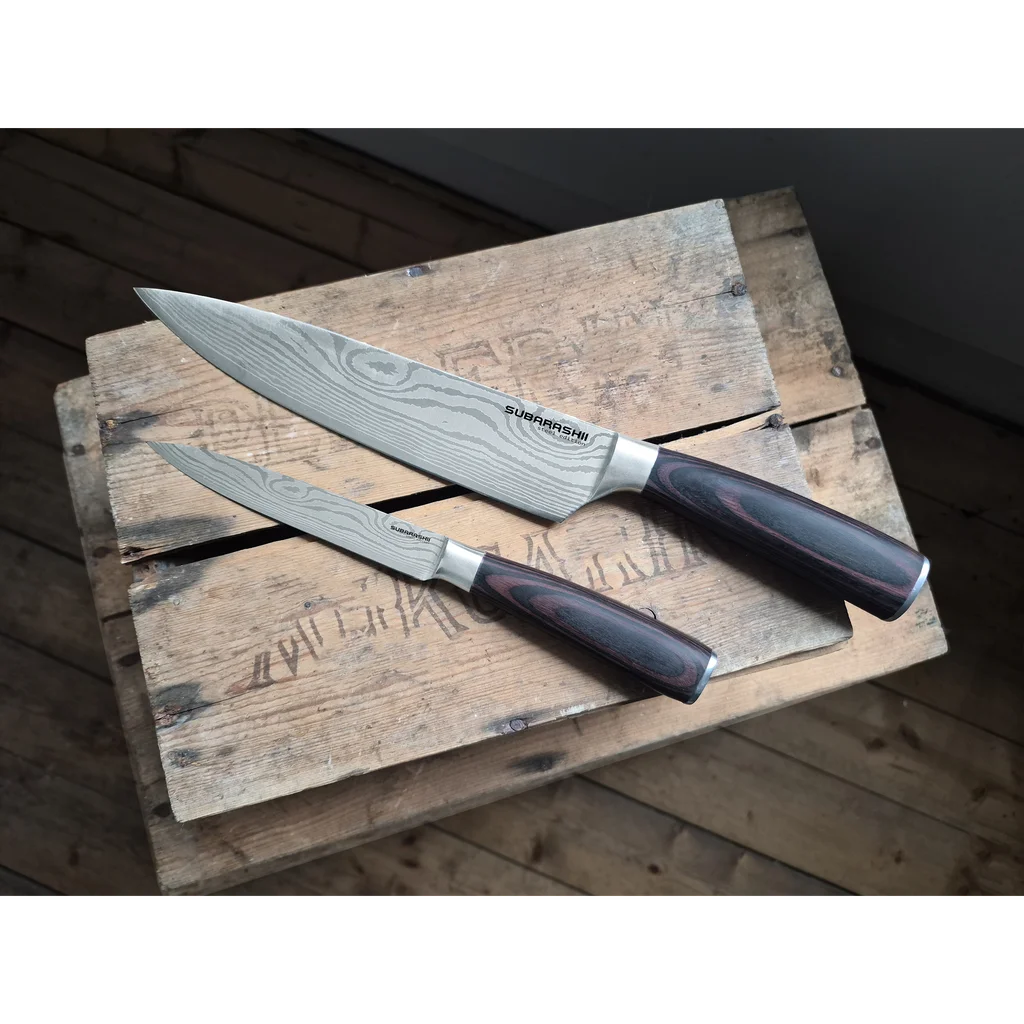 Subarashii Steel Edition Damascus &ndash; japanskt knivset i 2 delar