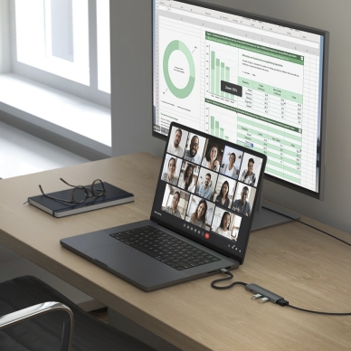 Satechi 4-i-1 USB-C Slim Multiport Adapter 4K - rymdgrå