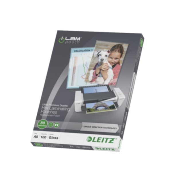 Leitz Lamineringslommer A5 UDT 80my Pakke/100