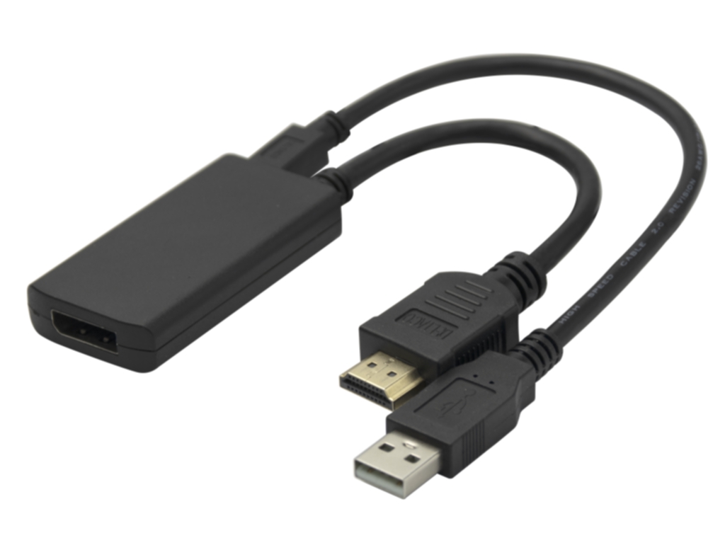 HDMI - DisplayPort-adapter, 4K/60Hz, 0,2 m, svart