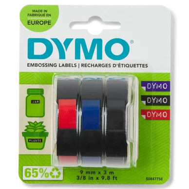 Dymo DYMO Embosser Tape 9mm x 3m (red/blue/black),3 S0847750 Modsvarer: N/A