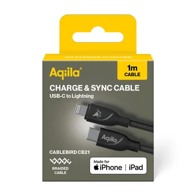 Aqiila Cablebird CB21USB-C till Lighting 30W flätad 1m svart