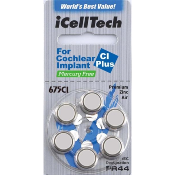 iCellTech ICellTech 675CI Plus Blå 6-pakk, for cochleaimplantat Batterier og ladere,Batterier til høreapparat