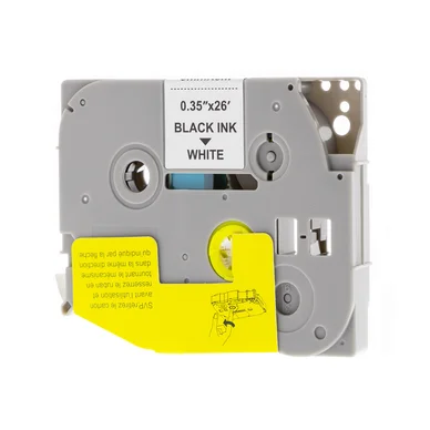 inkClub 9mm tape, sort tekst på hvid bund, lamineret, stærk lim, 8m CTB002 Modsvarer: TZE221