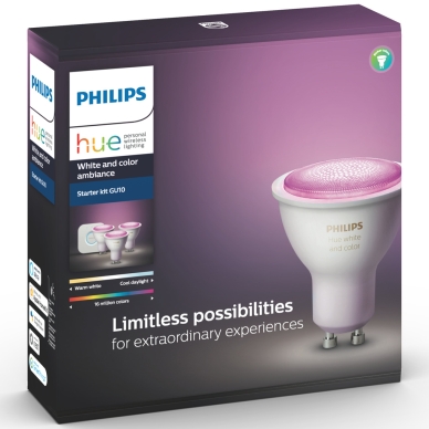 PHILIPS alt Philips Hue Startsett Hvit/Farge 3x GU10 + brygge