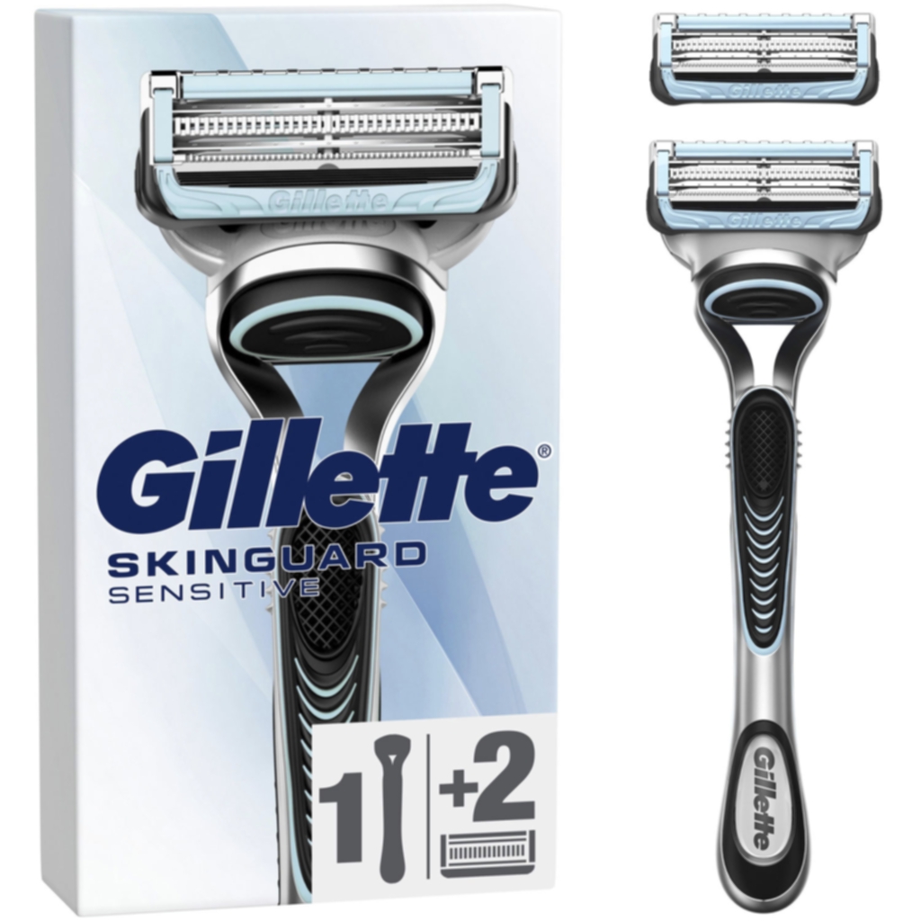 Gillette Gillette Skinguard Sensitive barberhøvel + 2 barberblad 8001090613646 Tilsvarer: N/A