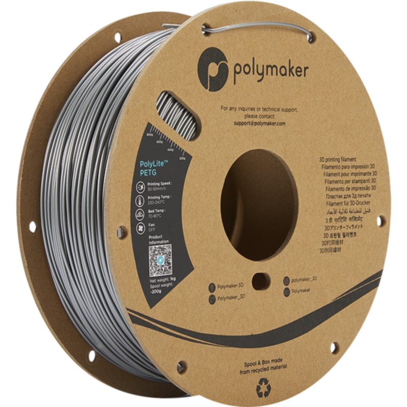 Polymaker Polymaker Polymaker Polylite PETG 1,75 mm - 1kg Sølv PETG-filament,3D skrivarförbrukning