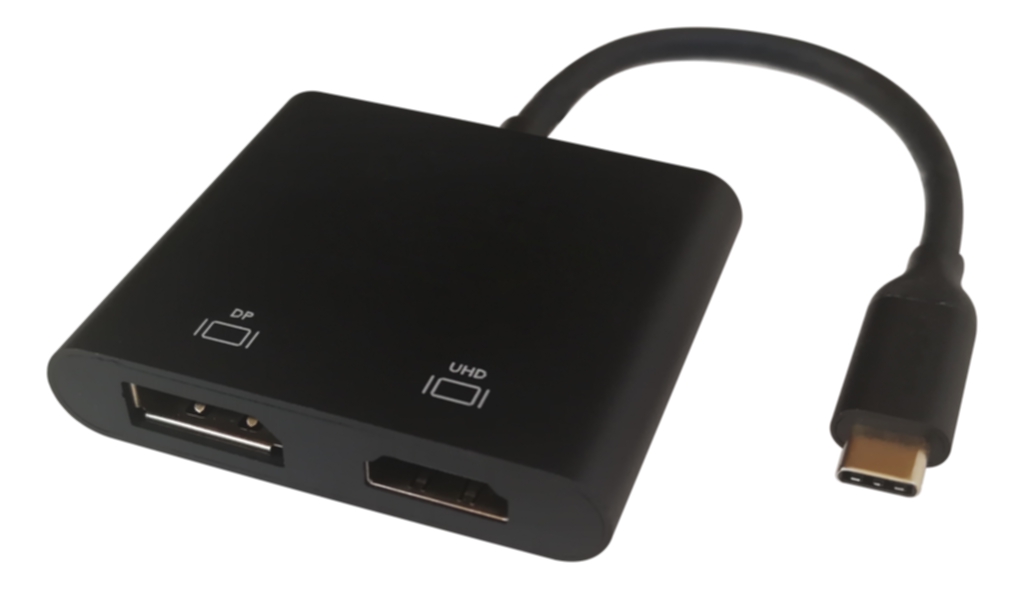 USB-C MST HUB, 2x 4K/60Hz, HDMI + DP, svart, 0,1m