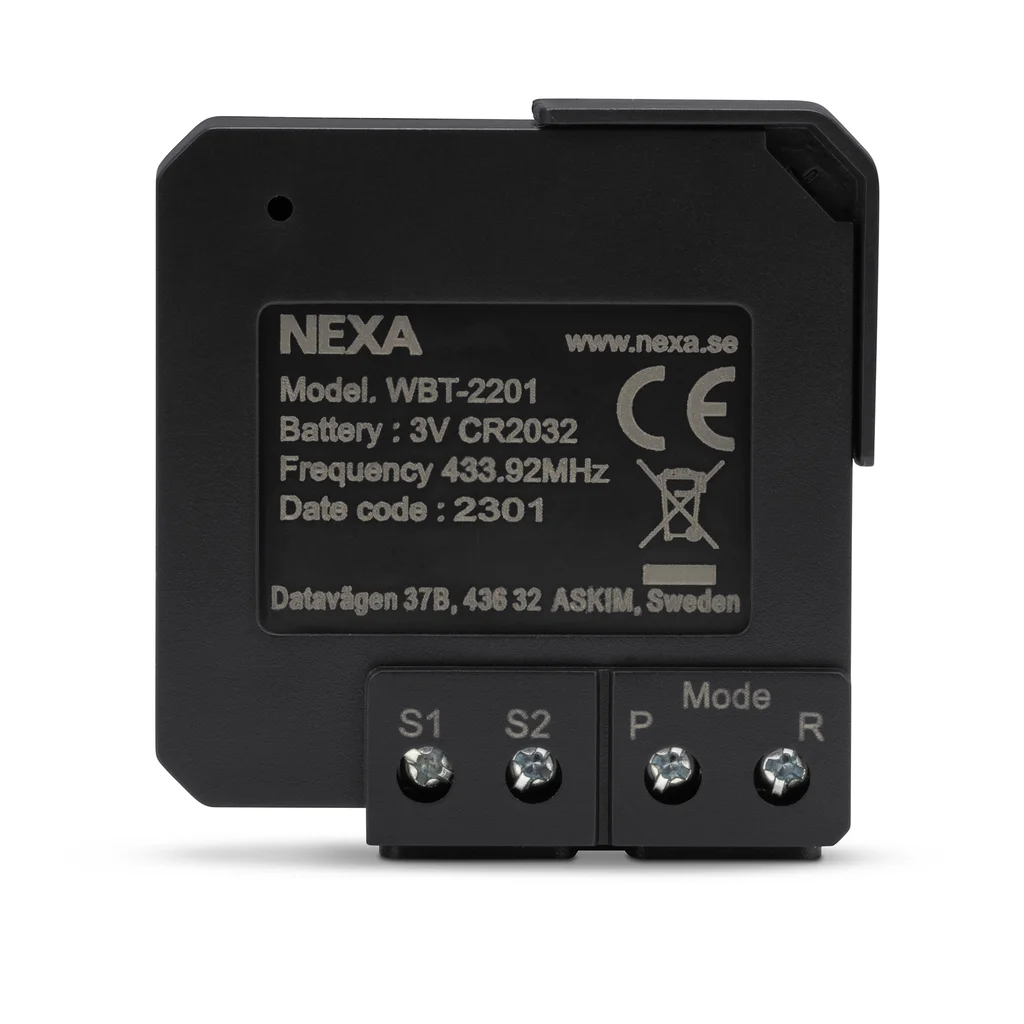 Nexa WBT-2201 Inbyggnadsändare batteri På/Av/Dimmer 2 kanal