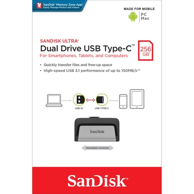Sandisk USB-minne 3.1 Ultra Dual 256GB Typ C