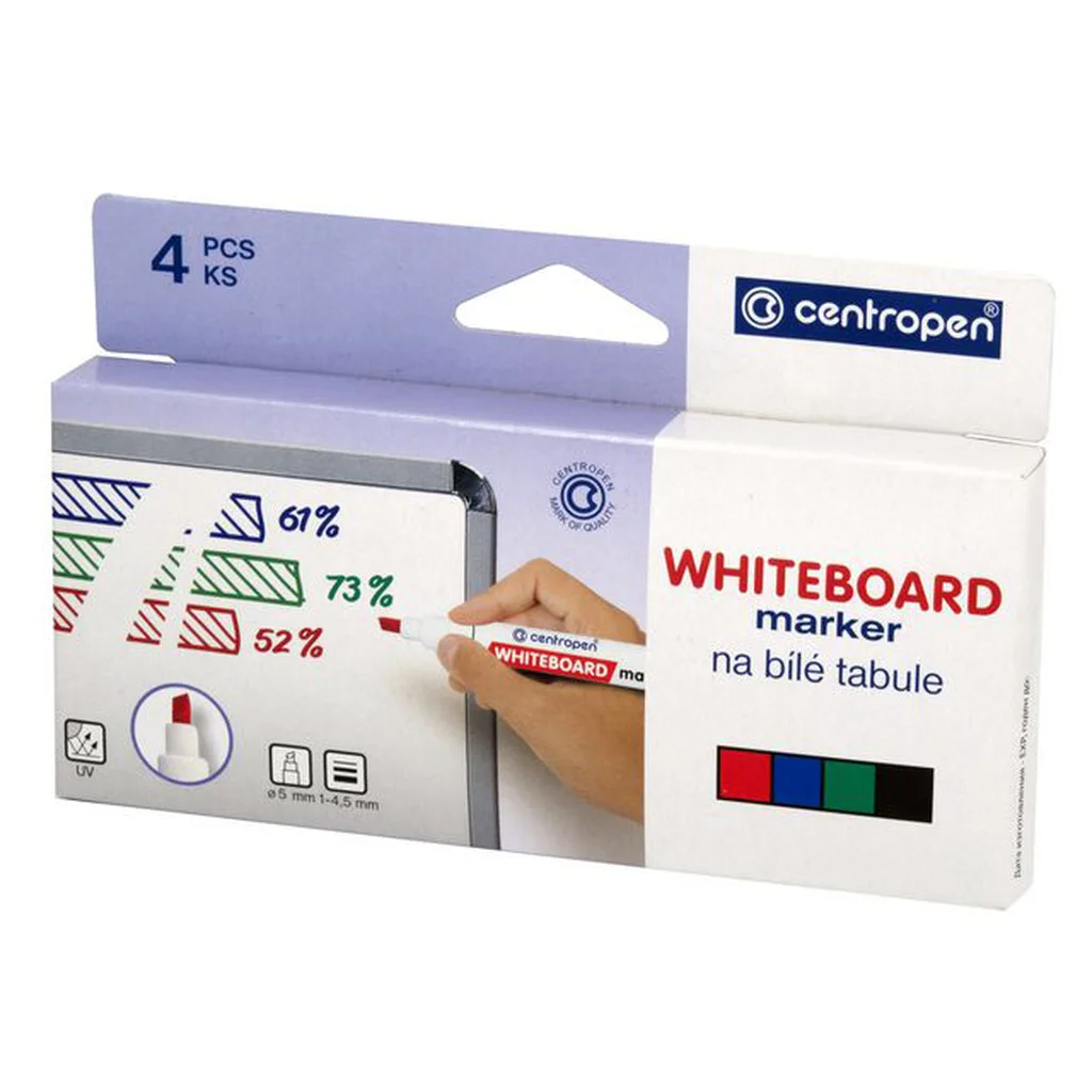 Whiteboard Marker Centropen sned spets, 4 st
