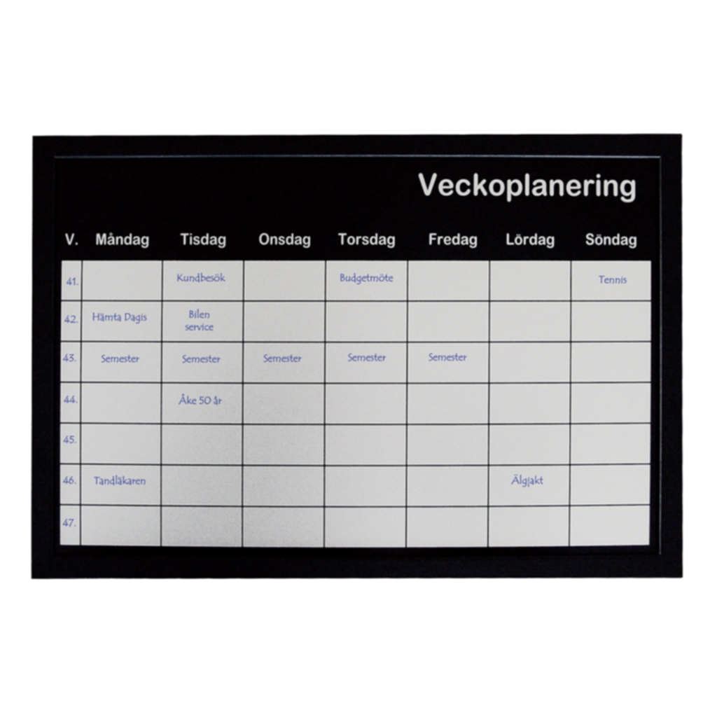 Veckoplaneringstavla 60x40 cm silver