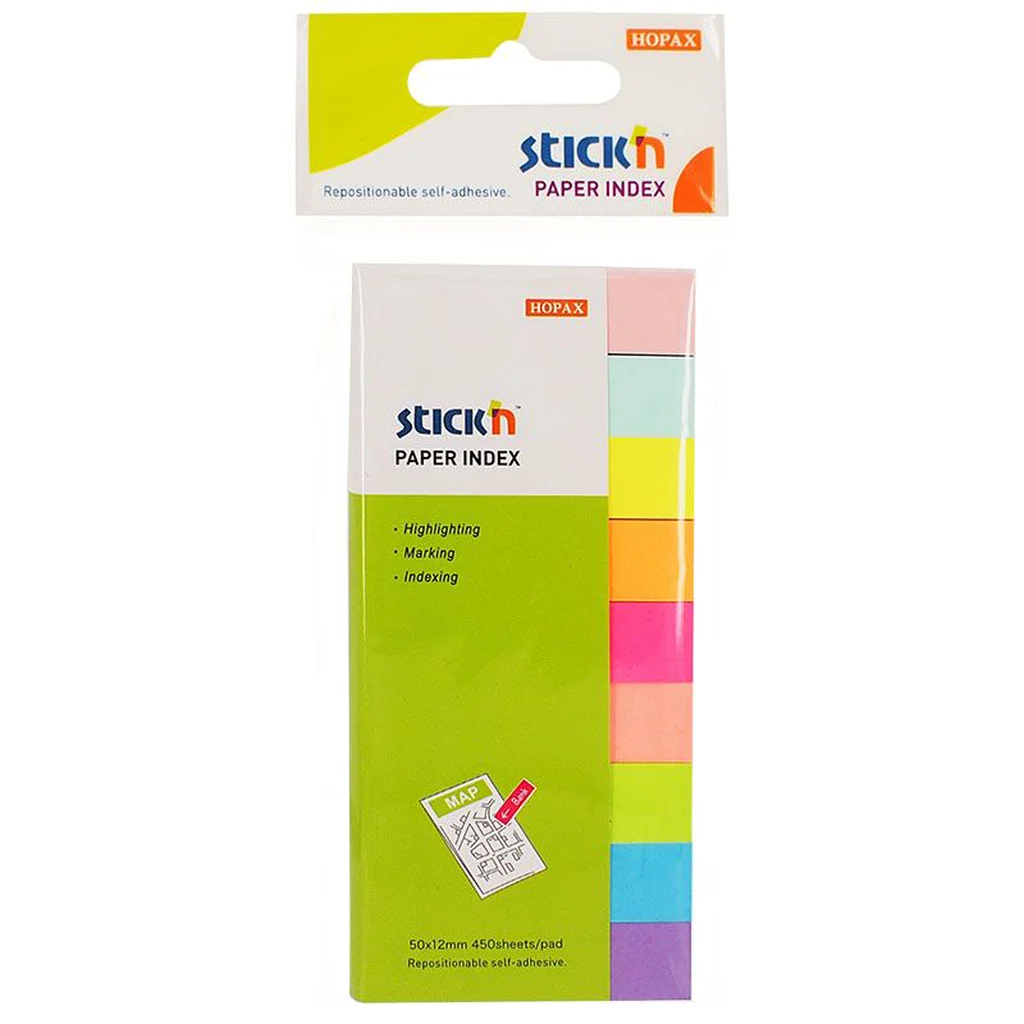 Stick'n Indexflikar 9st 50x12 50 Blad Sorterat