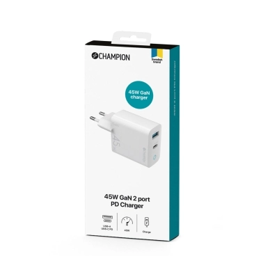 Väggladdare 45W GaN QC/PD, vit