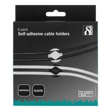 DELTACO självhäftande kabelhållare, 6-pack