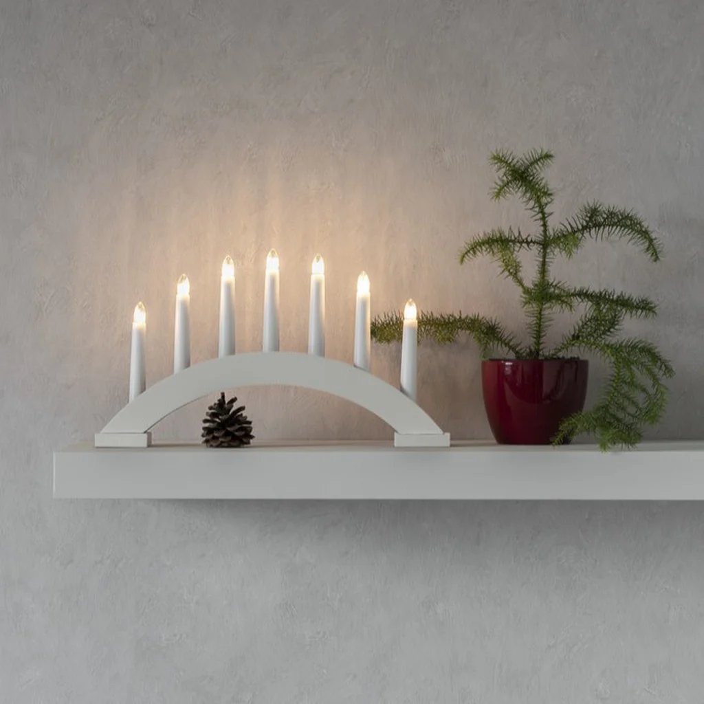 Konstsmide Elljusstake Vit trä 7 ljus 22,5cm