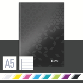 Cahier Wow A5, ligné, blanc, couverture rigide 90g/80p noir