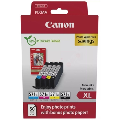 CANON Multipack CLI-571XL + (PP-201 50 zeiten) passend für: Pixma MG 5700 Series;Pixma MG 5750;Pixma MG 5750 Series;Pixma MG 5751;Pixma MG 5752;Pixma MG 5753;Pixma MG 6800 Series;Pixma MG 6850;Pixma MG 6850 Series;Pixma MG 6851;Pixma MG 6852;Pixma MG 6853;Pixma MG 7700 Series;Pixma MG 7750;Pixma MG 7750 Series;Pixma MG 7751;Pixma MG 7752;Pixma MG 7753;Pixma TS 5000 Series;Pixma TS 5050;Pixma TS 5050 Series;Pixma TS 5051;Pixma TS 5052;Pixma TS 5053;Pixma TS 5055;Pixma TS 6000 Series;Pixma TS 6020 white;Pixma TS 6040;Pixma TS 6050;Pixma TS 6050 Series;Pixma TS 6051;Pixma TS 6052;Pixma TS 8000 Series;Pixma TS 8020 Series;Pixma TS 8040;Pixma TS 8050;Pixma TS 8050 Series;Pixma TS 8051;Pixma TS 8052;Pixma TS 8053;Pixma TS 9000 Series;Pixma TS 9040;Pixma TS 9050;Pixma TS 9050 Series;Pixma TS 9055