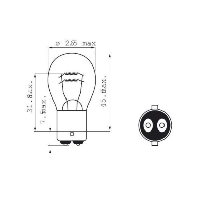 Bosma billampa Ba15d 25x47 21/5W 12V Bosma billampa Ba15d 25x47 21/5W 12V