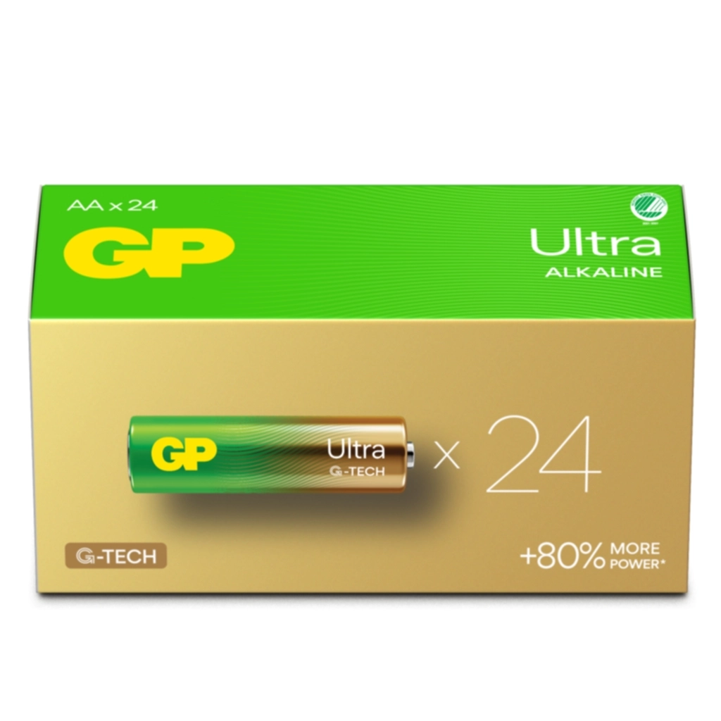 GP BATTERIES GP Ultra Alkaline AA-batteri, LR6/15AU 24-pakk Batterier og ladere,Alkaliske batterier
