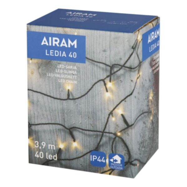 Airam Ledia 40 Varmvit IP44 Mörk Sladd