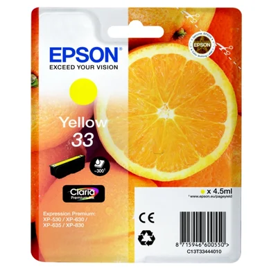 Epson Epson 33 Blækpatron Gul T3344 Modsvarer: N/A billede