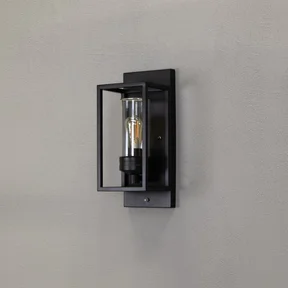 Trani Væglampe Skumringsrelæ Sort E27 Gløde Klart glas