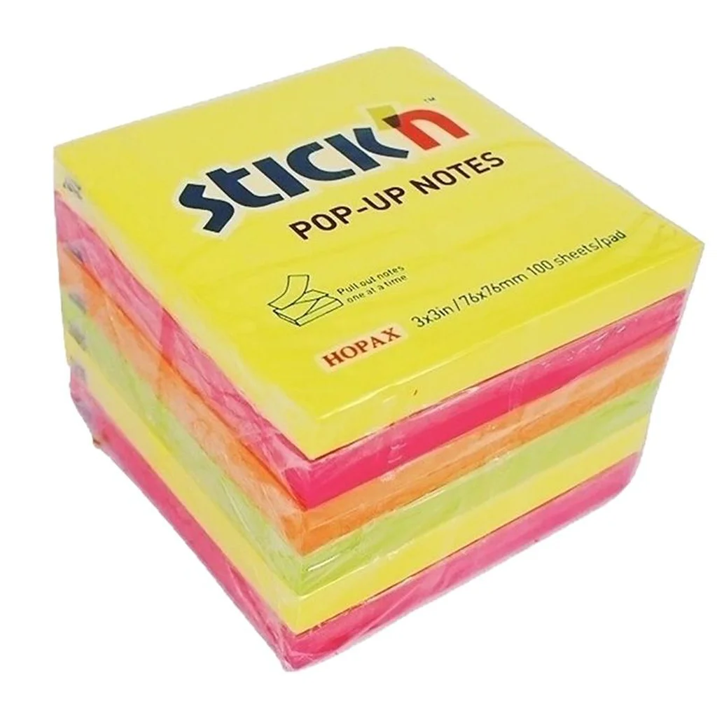 Stick'n Z-Notiskub 6st 76x76 100 Blad Sorterat Neon
