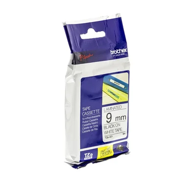 Brother TZe-221, märkband 9 mm, svart text/vit botten