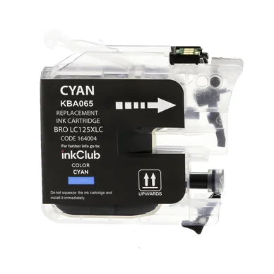 inkClub Blækpatron cyan, erstatter Brother LC125XL-C KBA065 Modsvarer: LC125XLC