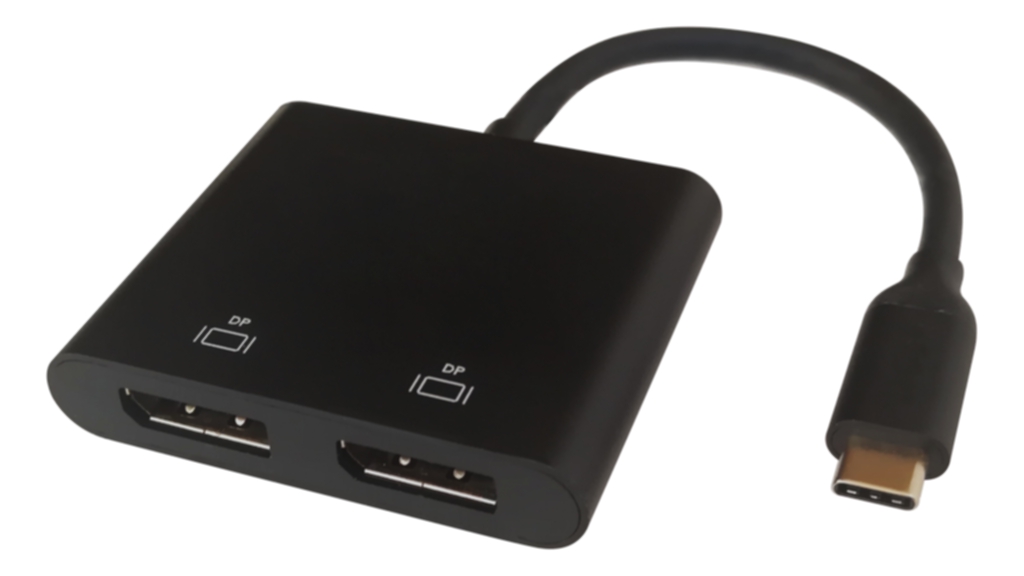 USB-C MST HUB, 2x 4K/60Hz, DP x 2, svart, 0,1m